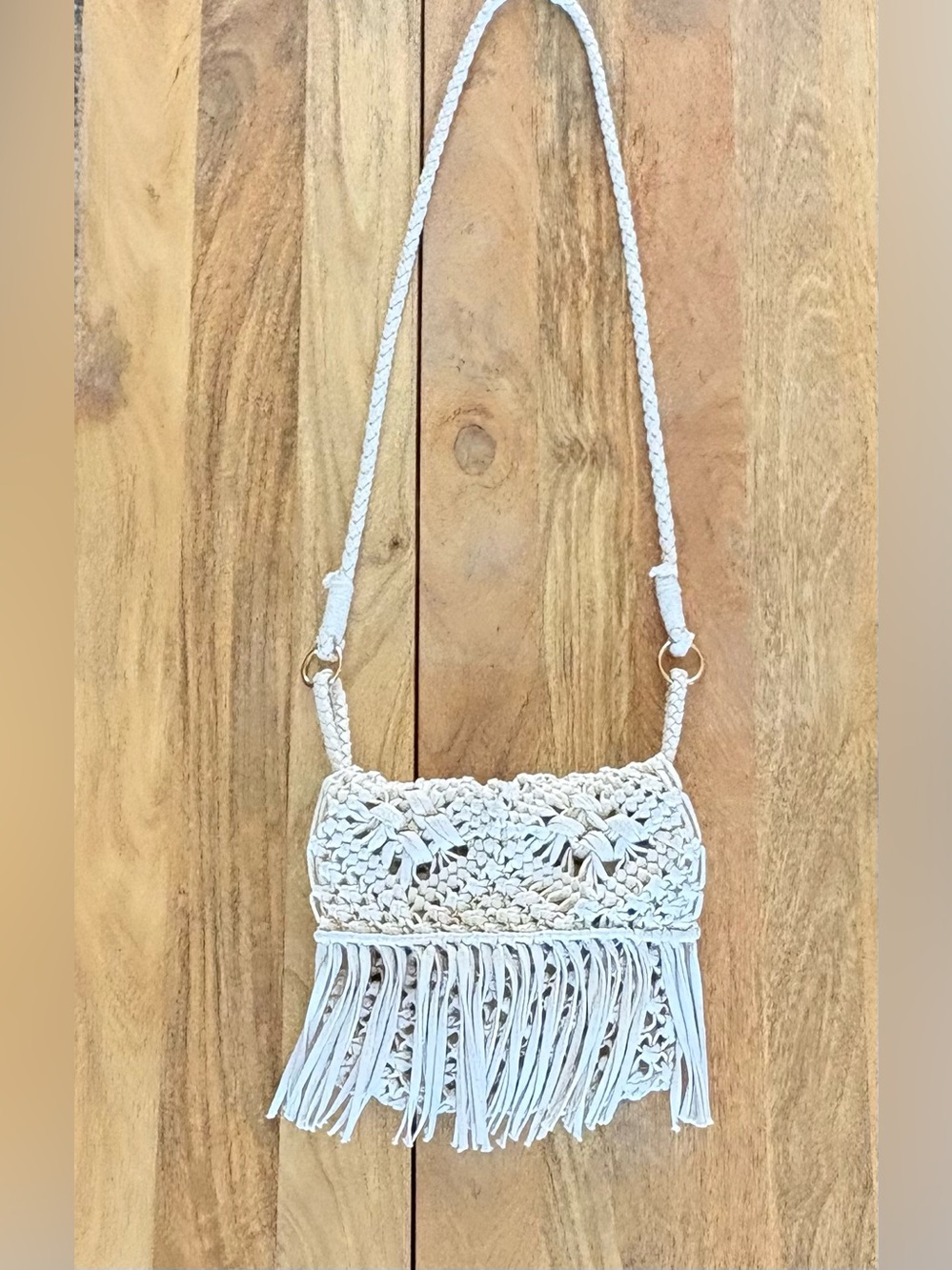 Macrame Woven Fringe Boho Crossbody Bag